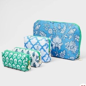 4pc Floral Vines Multi-Purpose Pouch Set Blue - Roller Rabbit x Target